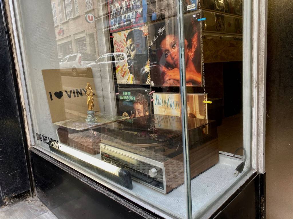 Bonne Mère Records, independent record store in Marseille (window)