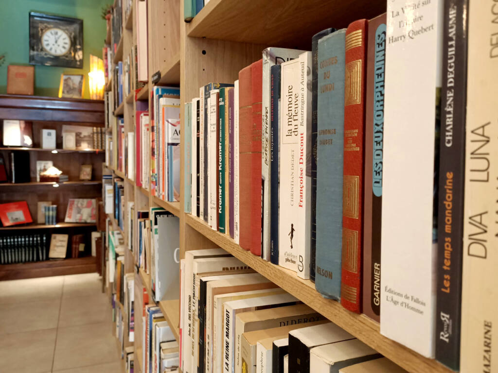 Au comptoir du livre, café librairie à Marseille : rayonnages