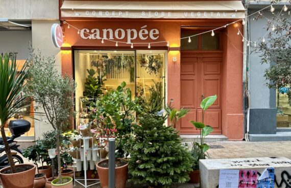 Canopée est à la fois fleuriste, pépinière et concept store végétal. On y trouve tout type de plantes, un bar à fleur, de la décoration et tout le nécessaire pour verdir aussi bien son esprit que son intérieur. (façade)