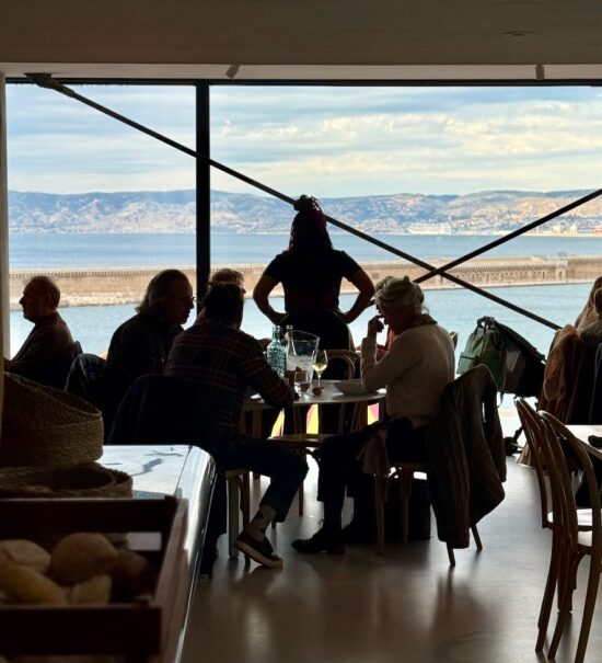 Bouillant est la nouvelle table d’Alexandre Mazzia situé sur le toit du Mucem qui propose une cuisine créative et généreuse face à la mer avec un démarche solidaire. (vue mer)