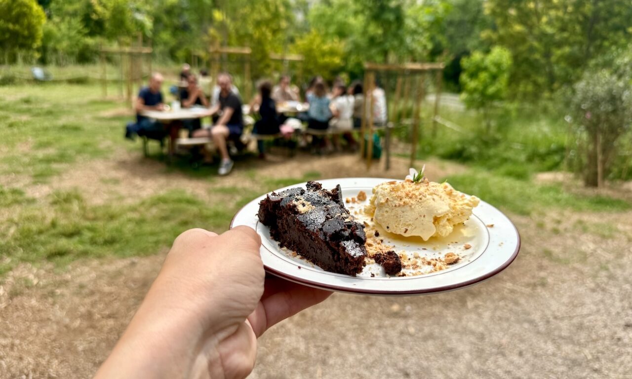 Au jardin du Tiers-Lab des Transitions à Marseille, le Café Comète propose chaque jour une cuisine végétarienne, botanique et anti-gaspi, à savourer. (dessert)