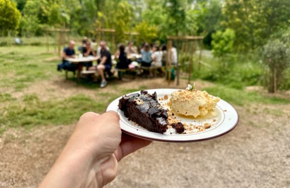 Au jardin du Tiers-Lab des Transitions à Marseille, le Café Comète propose chaque jour une cuisine végétarienne, botanique et anti-gaspi, à savourer. (dessert)