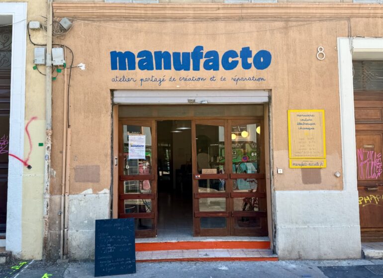 Manufacto est un atelier partagé et multidisciplinaire du 5e arrondissement de Marseille, avec une vraie démarche de réemploi. (devanture)